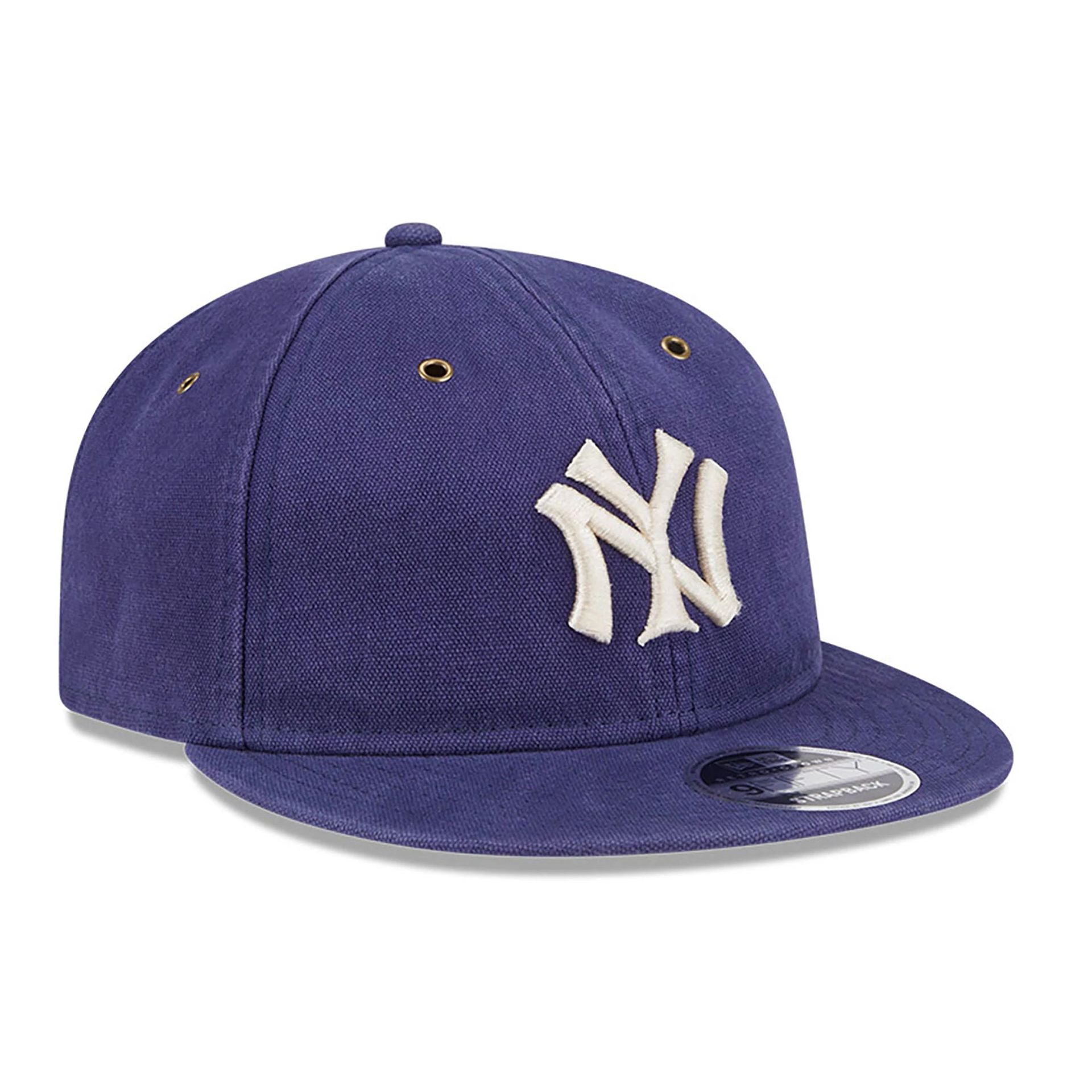 This is a New York Yankees Cotton Canvas Navy Retro Crown 9FIFTY Strapback Cap 4