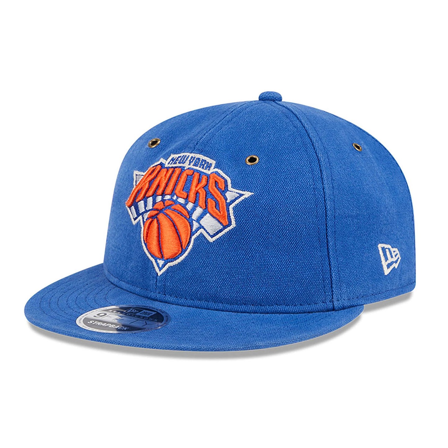 This is a New York Knicks Cotton Canvas Blue Retro Crown 9FIFTY Strapback Cap 1