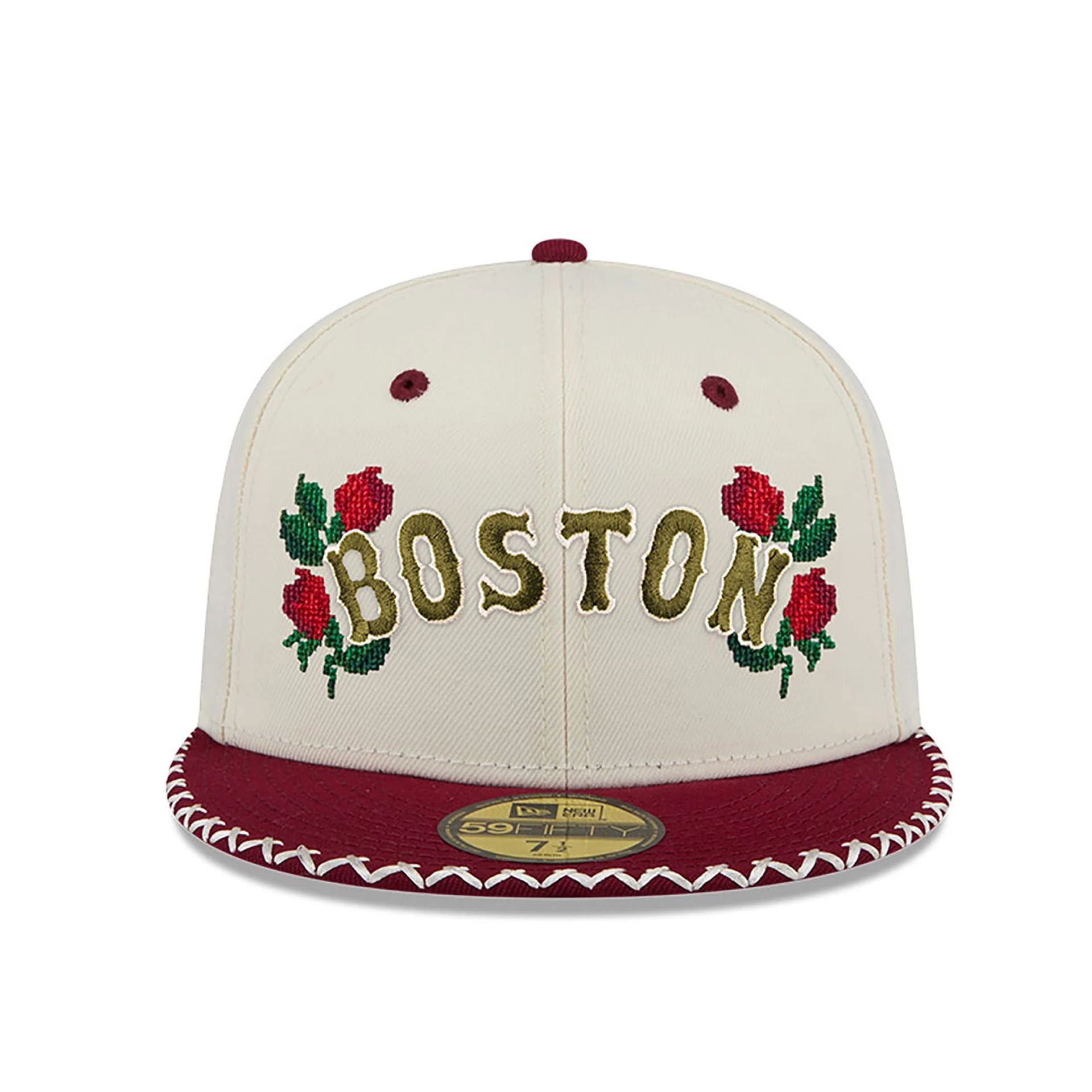 This is a Boston Red Sox Novelty Stitch White 59FIFTY Fitted Cap 3