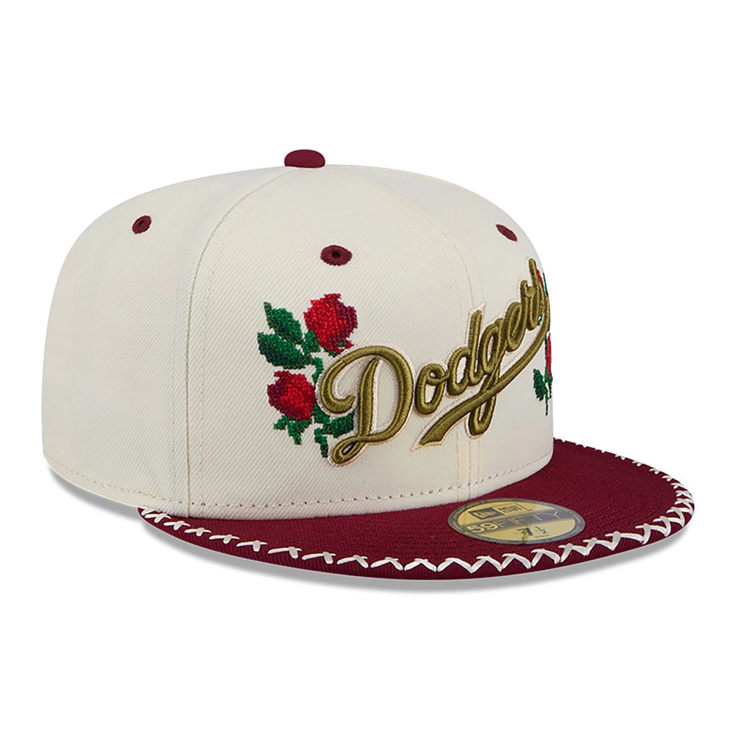 This is a LA Dodgers Novelty Stitch White 59FIFTY Fitted Cap 4