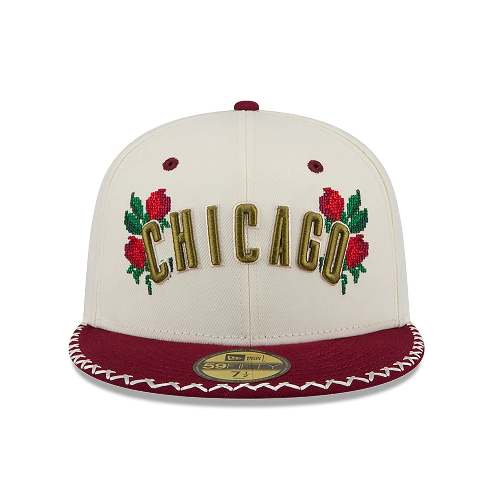 This is a Chicago Cubs Novelty Stitch White 59FIFTY Fitted Cap 3