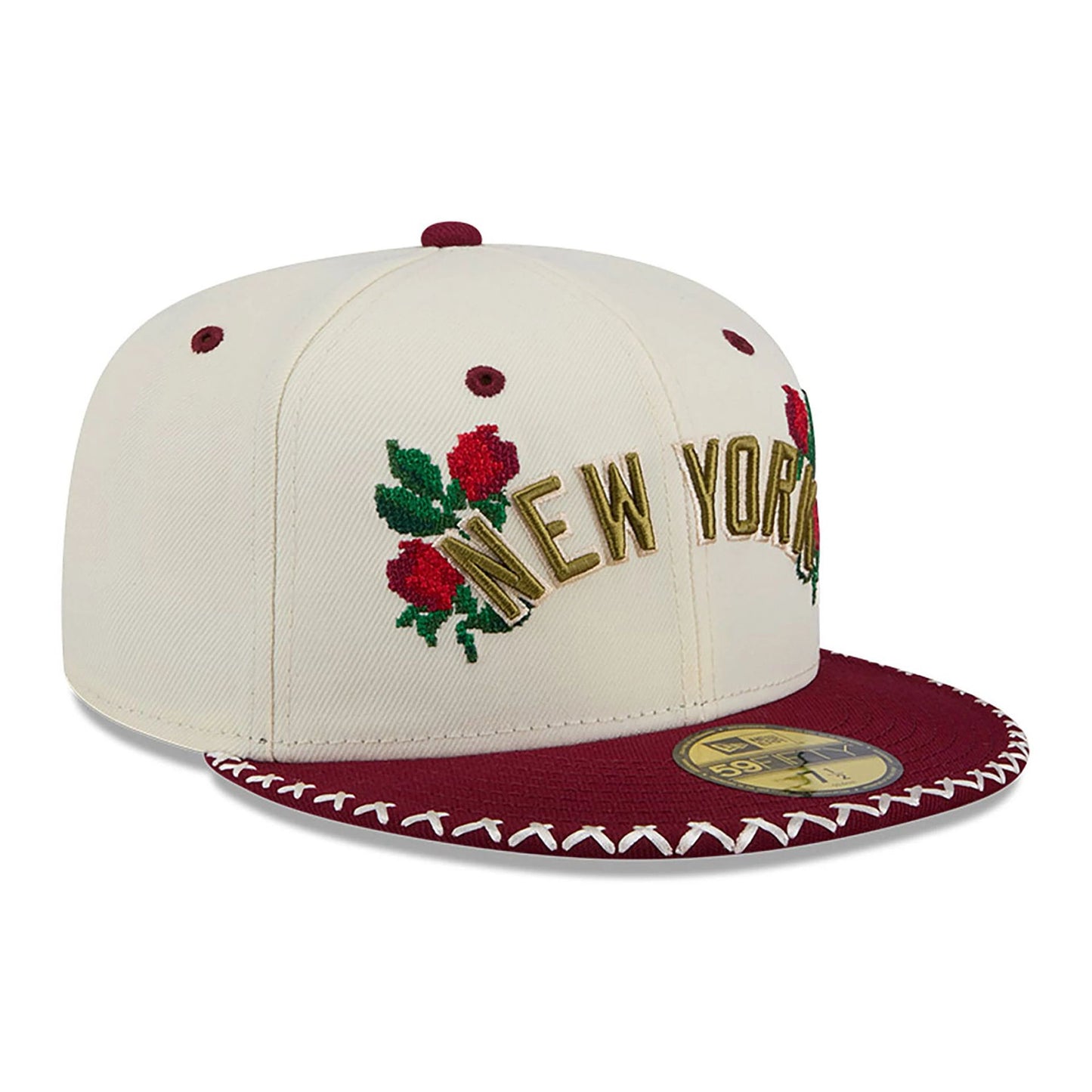 This is a New York Yankees Novelty Stitch White 59FIFTY Fitted Cap 4