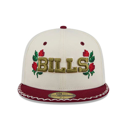 This is a Buffalo Bills Novelty Stitch White 59FIFTY Fitted Cap 3