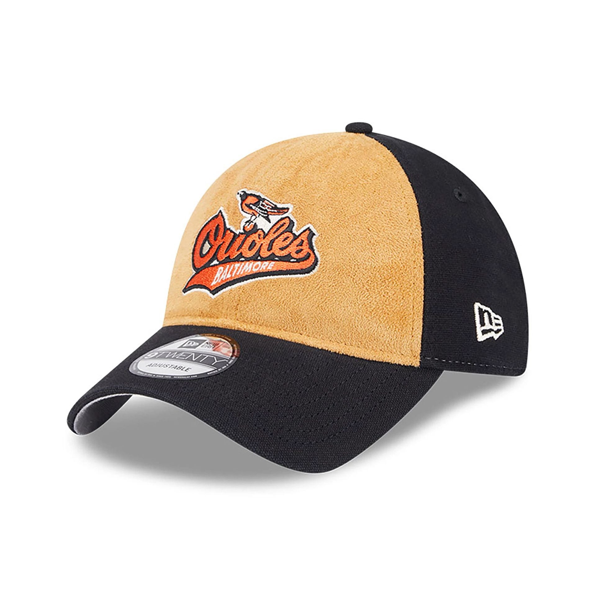 This is a Baltimore Orioles Tan Texture Black 9TWENTY Adjustable Cap 1