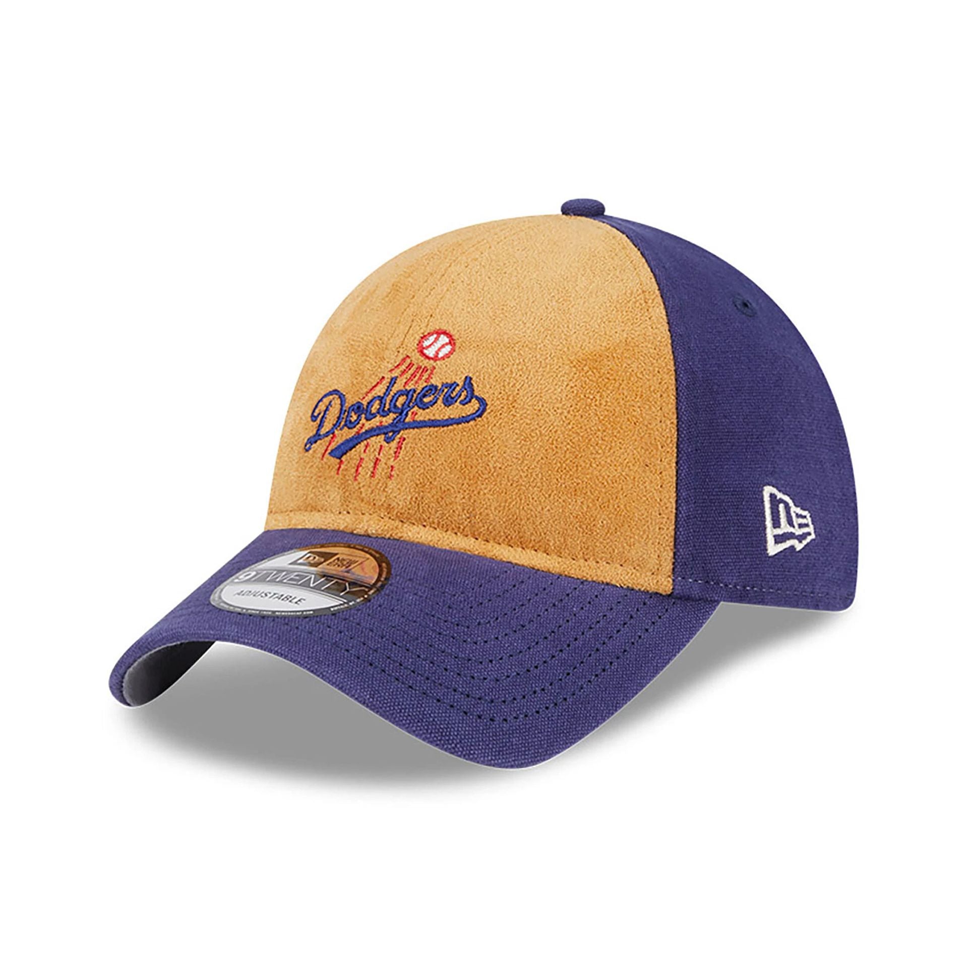 This is a LA Dodgers Tan Texture Dark Blue 9TWENTY Adjustable Cap 1