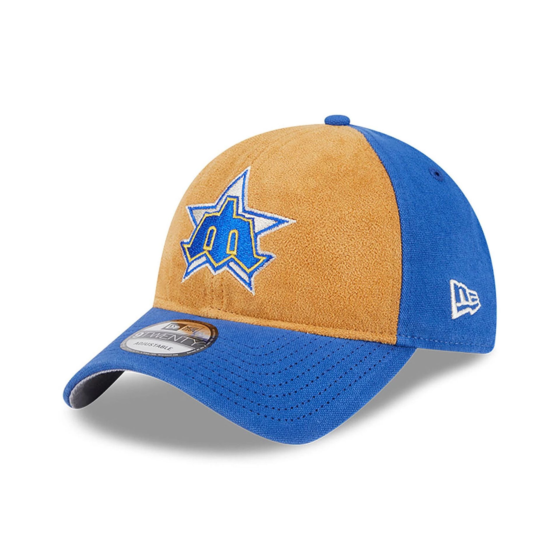 This is a Seattle Mariners Tan Texture Blue 9TWENTY Adjustable Cap 1