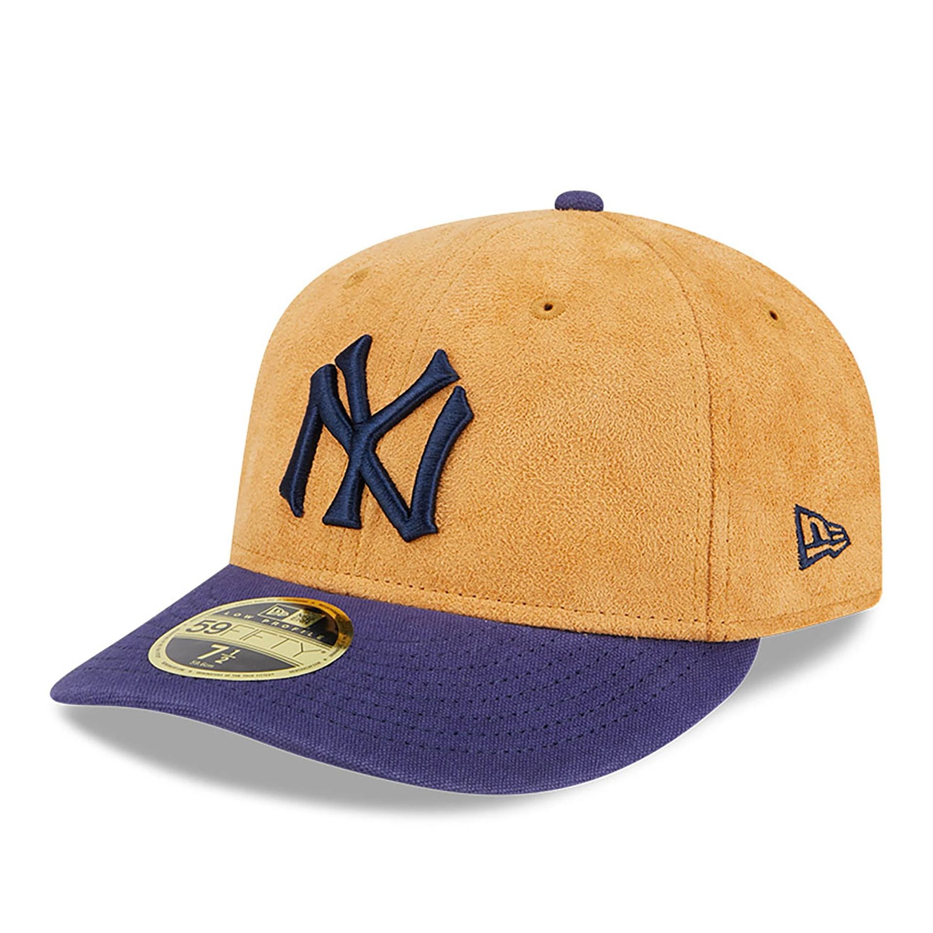 This is a New York Yankees Tan Texture Beige Low Profile 59FIFTY Fitted Cap 1