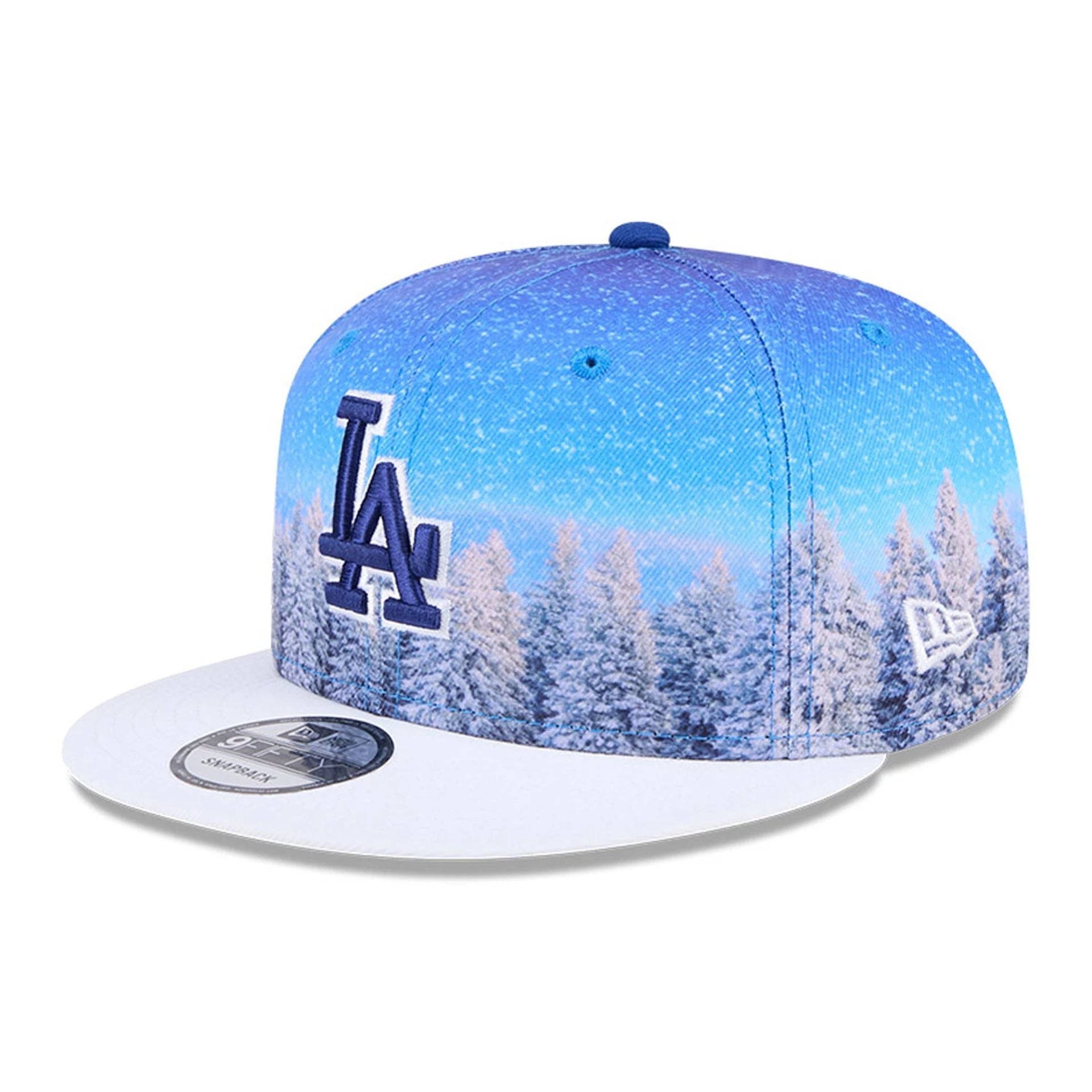 This is a LA Dodgers Winter Photoreal Blue 9FIFTY Snapback Cap 1