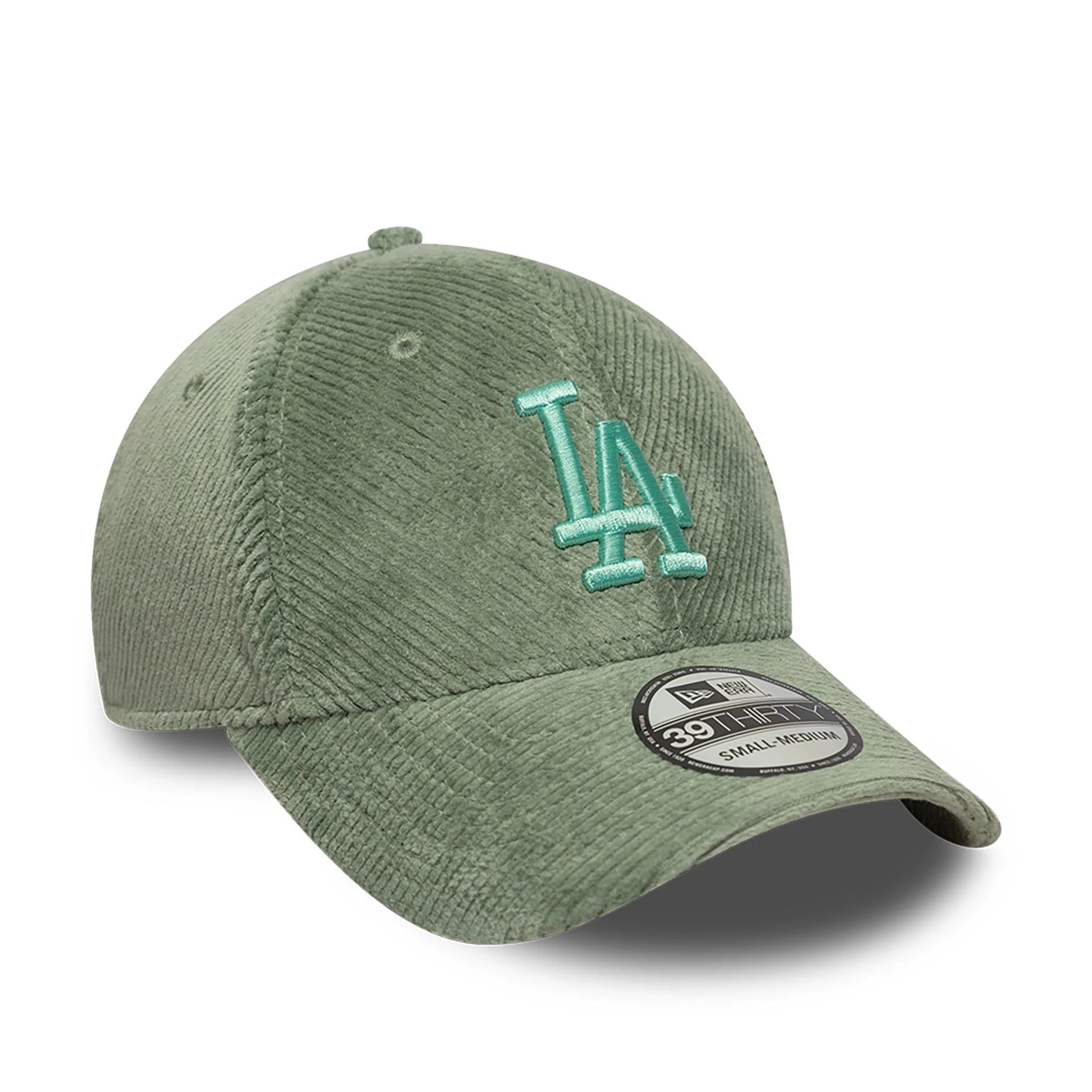 This is a LA Dodgers MLB Cord Pastel Green 39THIRTY Stretch Fit Cap 1