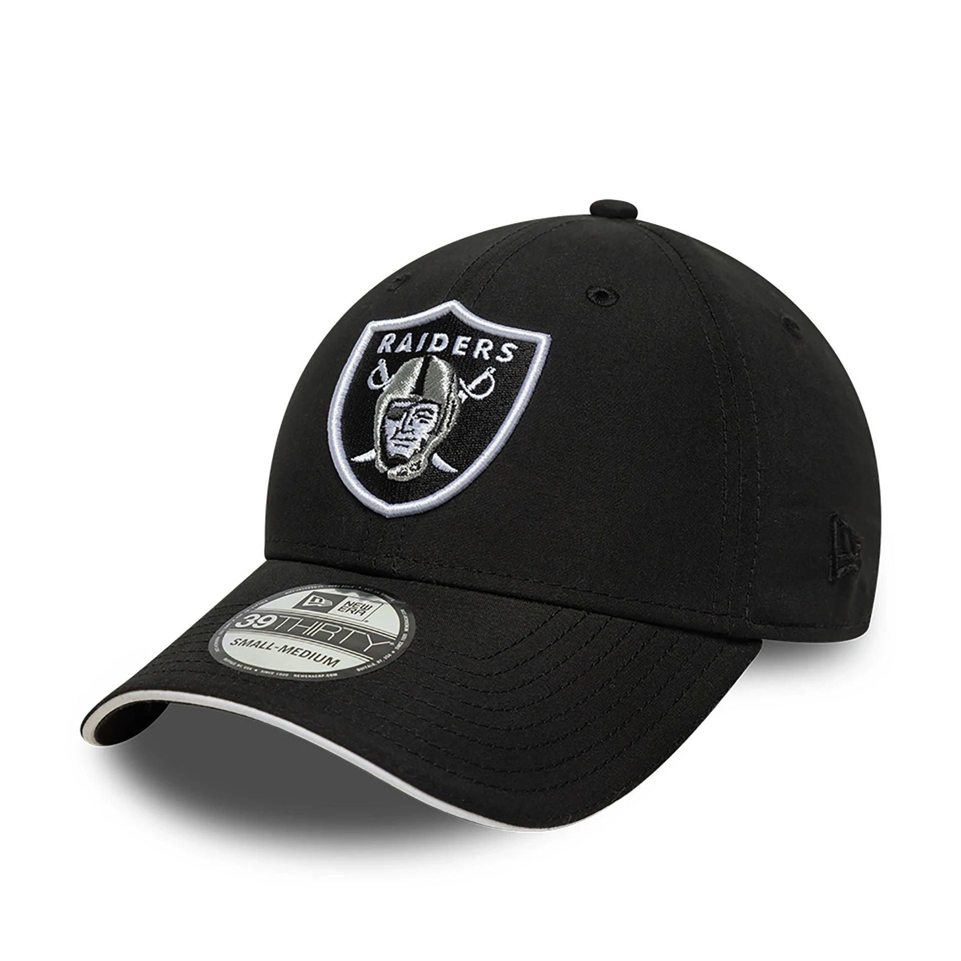 This is a Las Vegas Raiders Team Colour Black 39THIRTY Stretch-Fit Cap 1