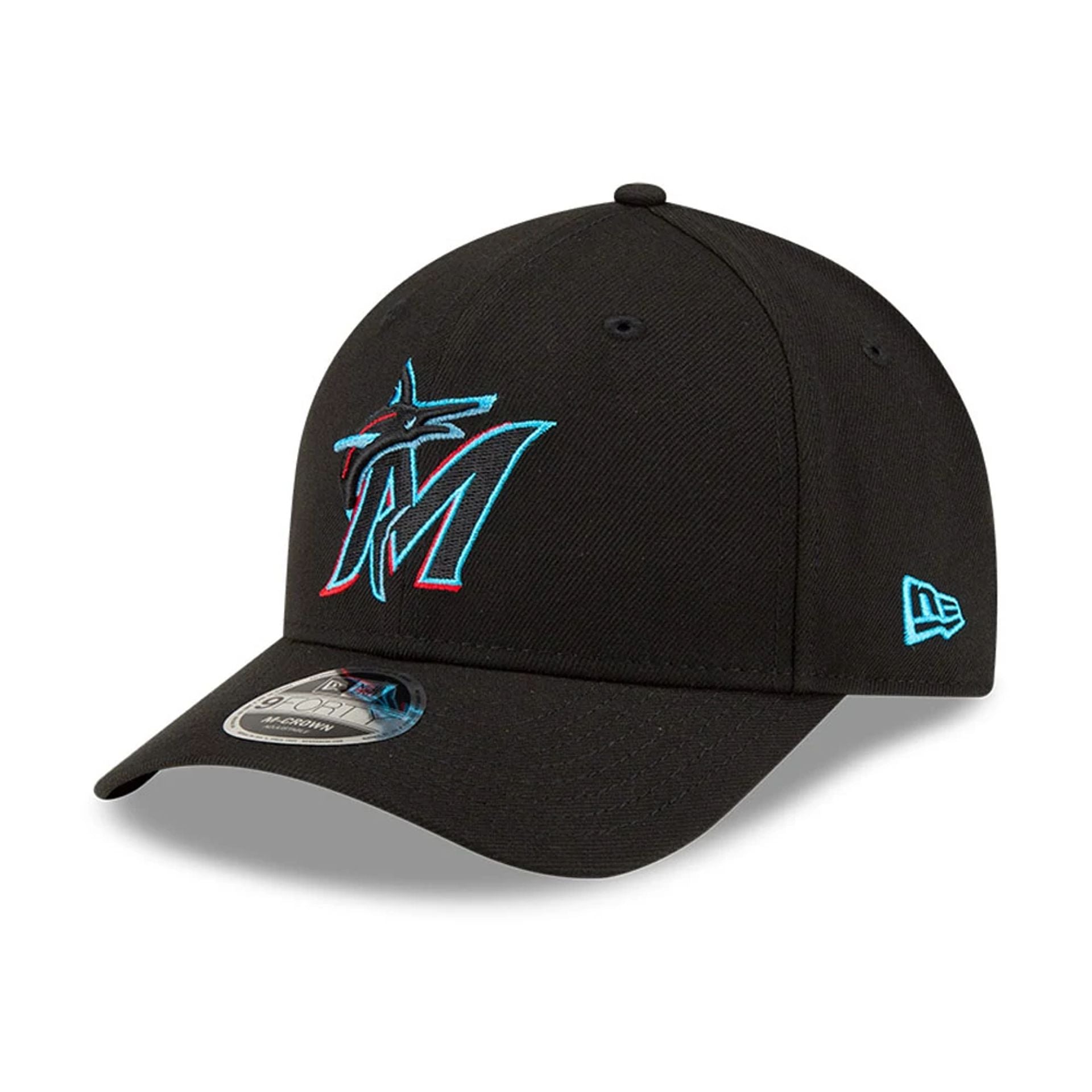 This is a Miami Marlins MLB Player Replica Black 9FORTY M-Crown Adjustable Cap 1