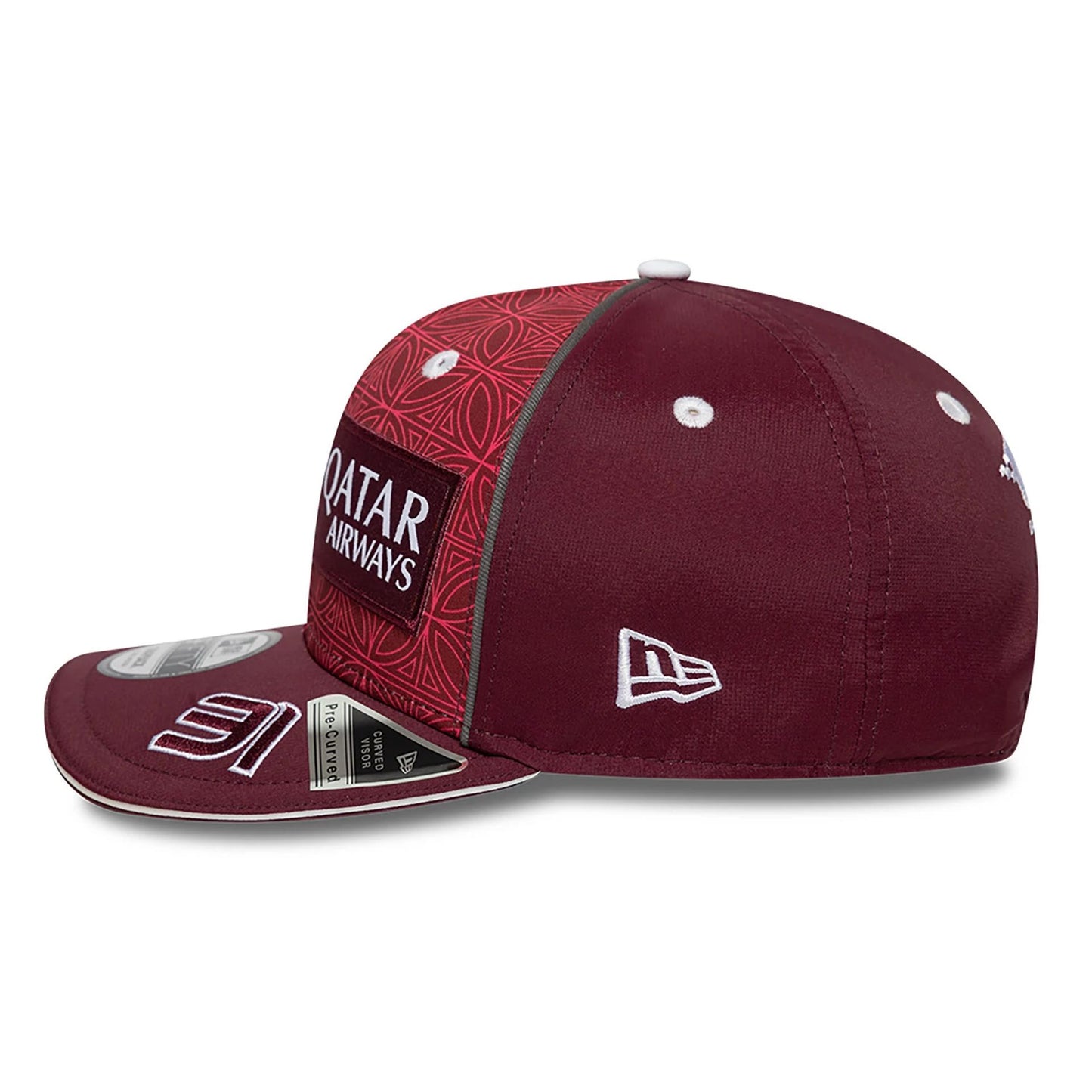 This is a Alpine Racing x Qatar Esteban Ocon Dark Red 9FIFTY Snapback Cap 7