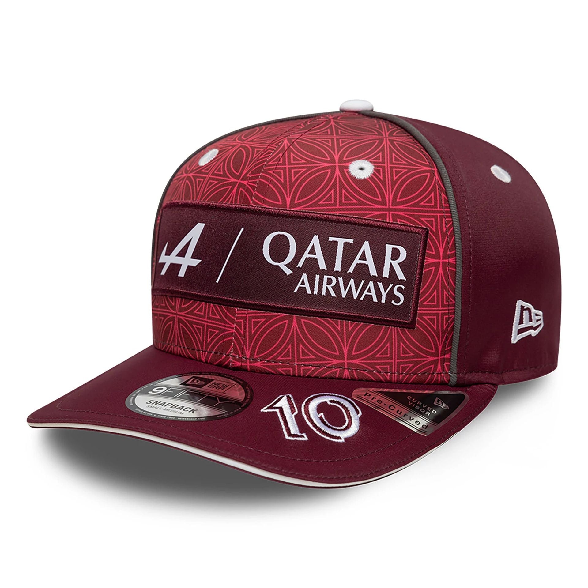 This is a Alpine Racing x Qatar Pierre Gasly Dark Red 9FIFTY Snapback Cap 1