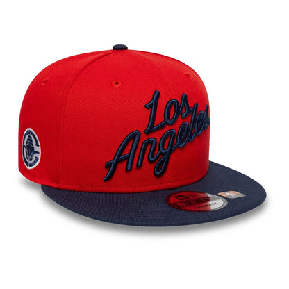 This is a LA Clippers NBA Statement Red 9FIFTY Snapback Adjustable Cap 1