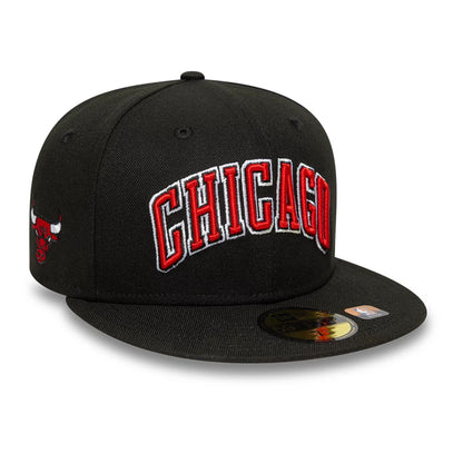 This is a Chicago Bulls NBA Statement Black 59FIFTY Fitted Cap 1