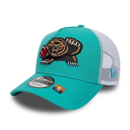 This is a Memphis Grizzlies NBA Classic Turquoise 9FORTY A-Frame Trucker Adjustable Cap 3