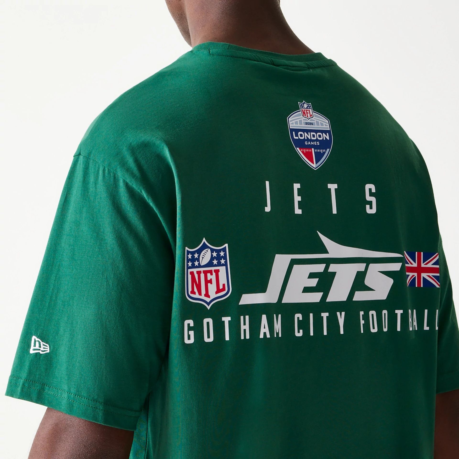 The Male model is wearing New York Jets NFL Games Slogan Green Oversized T-Shirt 3