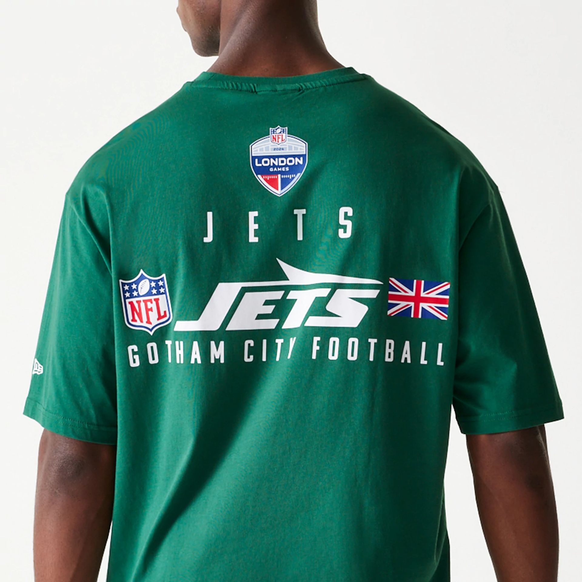 The Male model is wearing New York Jets NFL Games Slogan Green Oversized T-Shirt 6