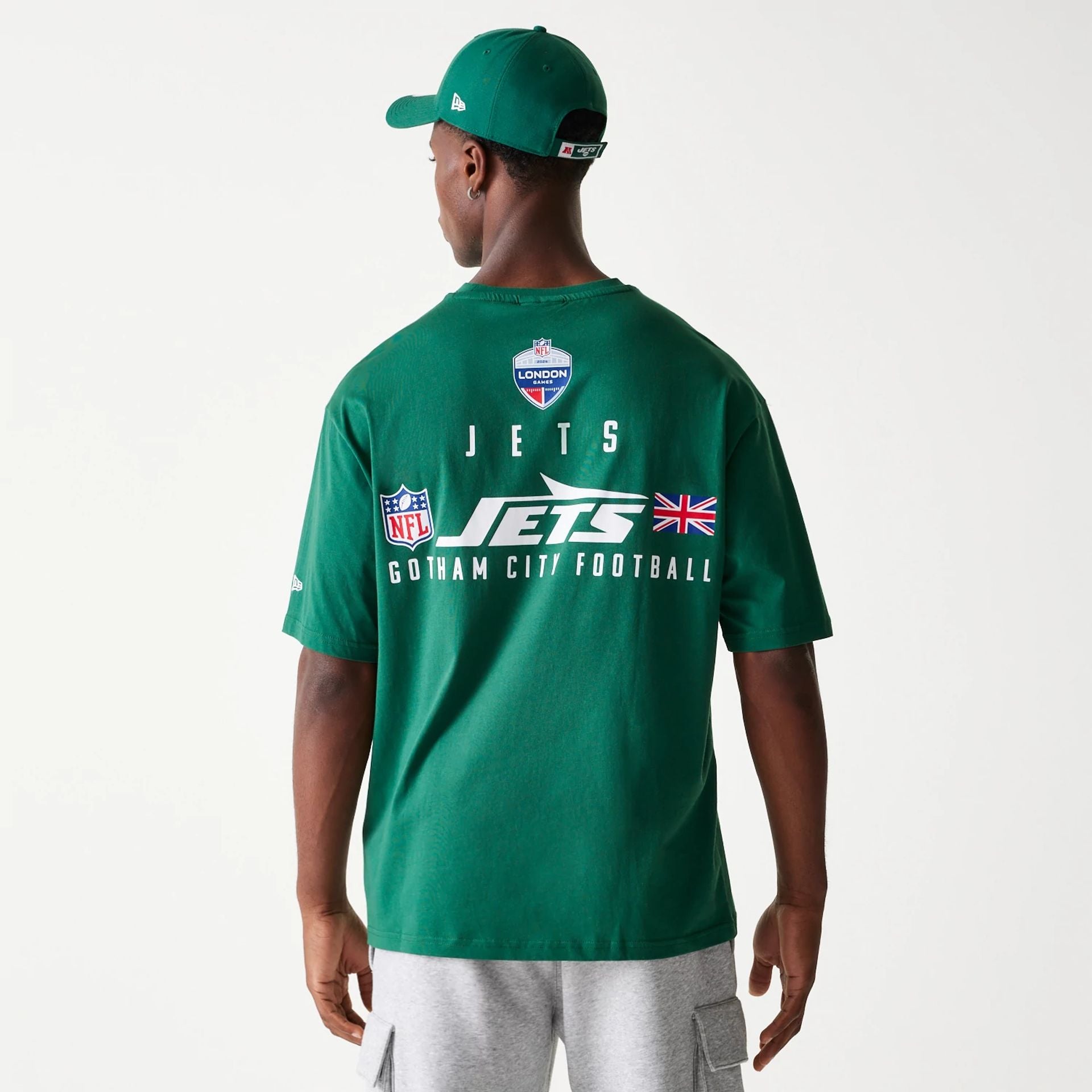 The Male model is wearing New York Jets NFL Games Slogan Green Oversized T-Shirt 7