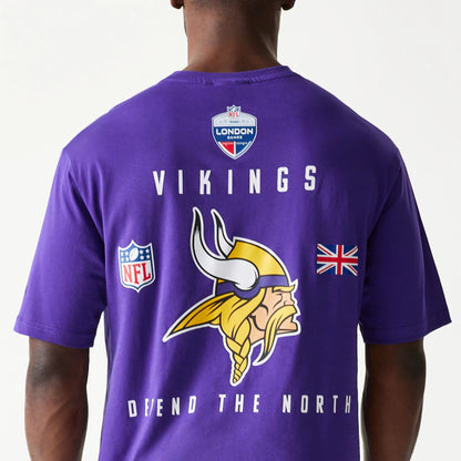 The Male model is wearing Minnesota Vikings NFL Games Slogan Purple Oversized T-Shirt 6