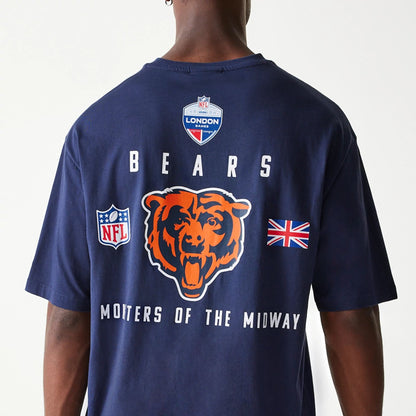 The Male model is wearing Chicago Bears NFL Games Slogan Navy Oversized T-Shirt 6