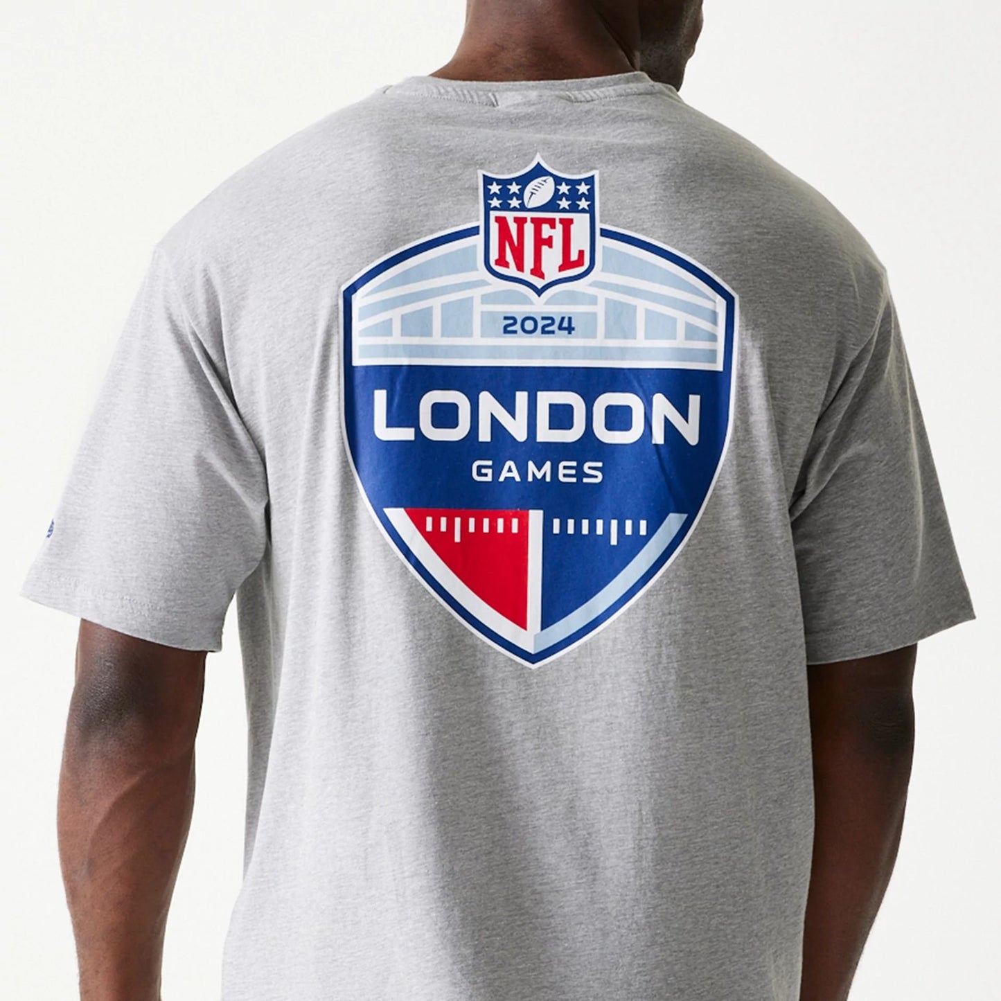 The Male model is wearing New England Patriots NFL Games Collegiate Grey Oversized T-Shirt 6