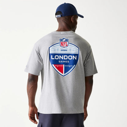 The Male model is wearing New England Patriots NFL Games Collegiate Grey Oversized T-Shirt 7