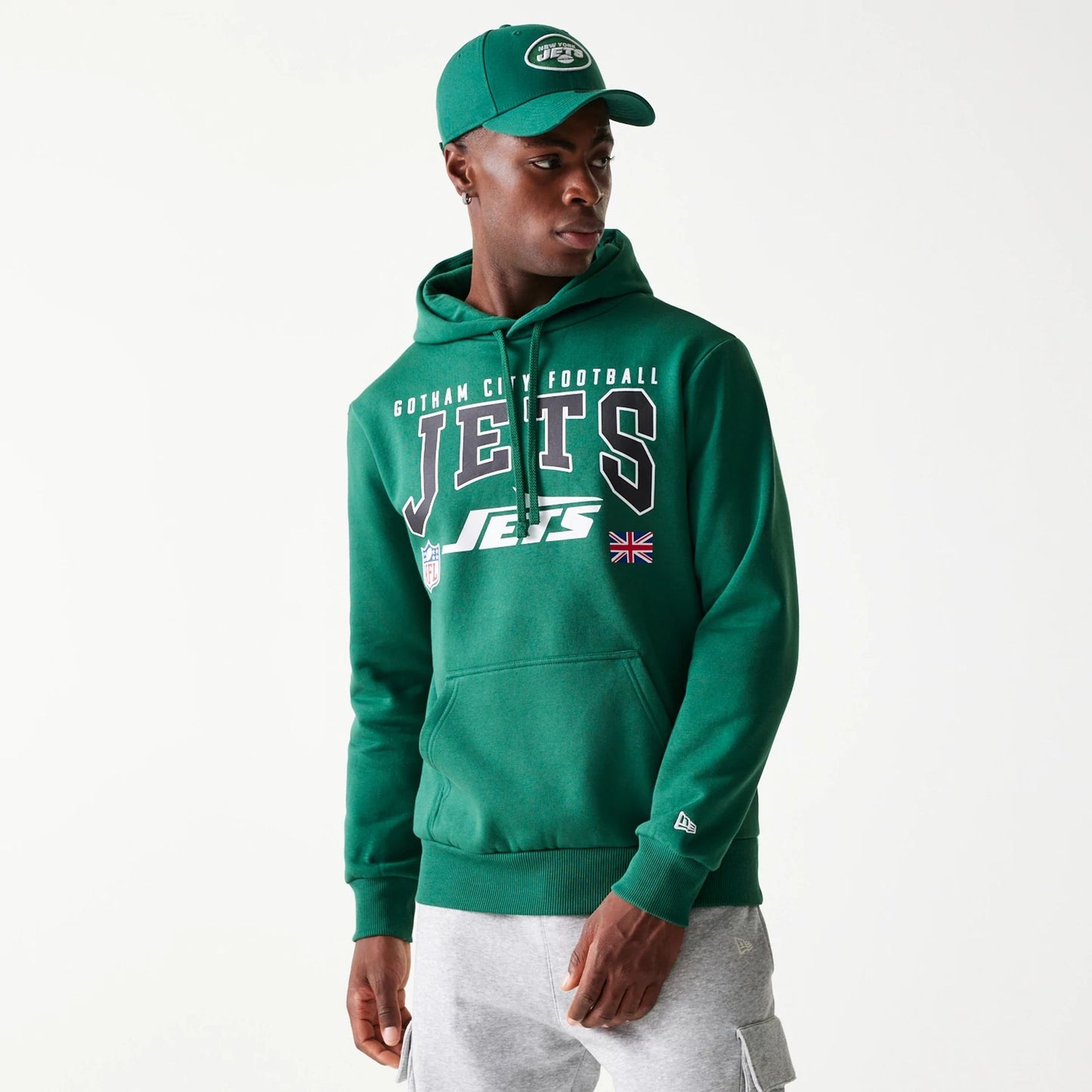 The Male model is wearing New York Jets NFL Games Slogan Green Pullover Hoodie 1