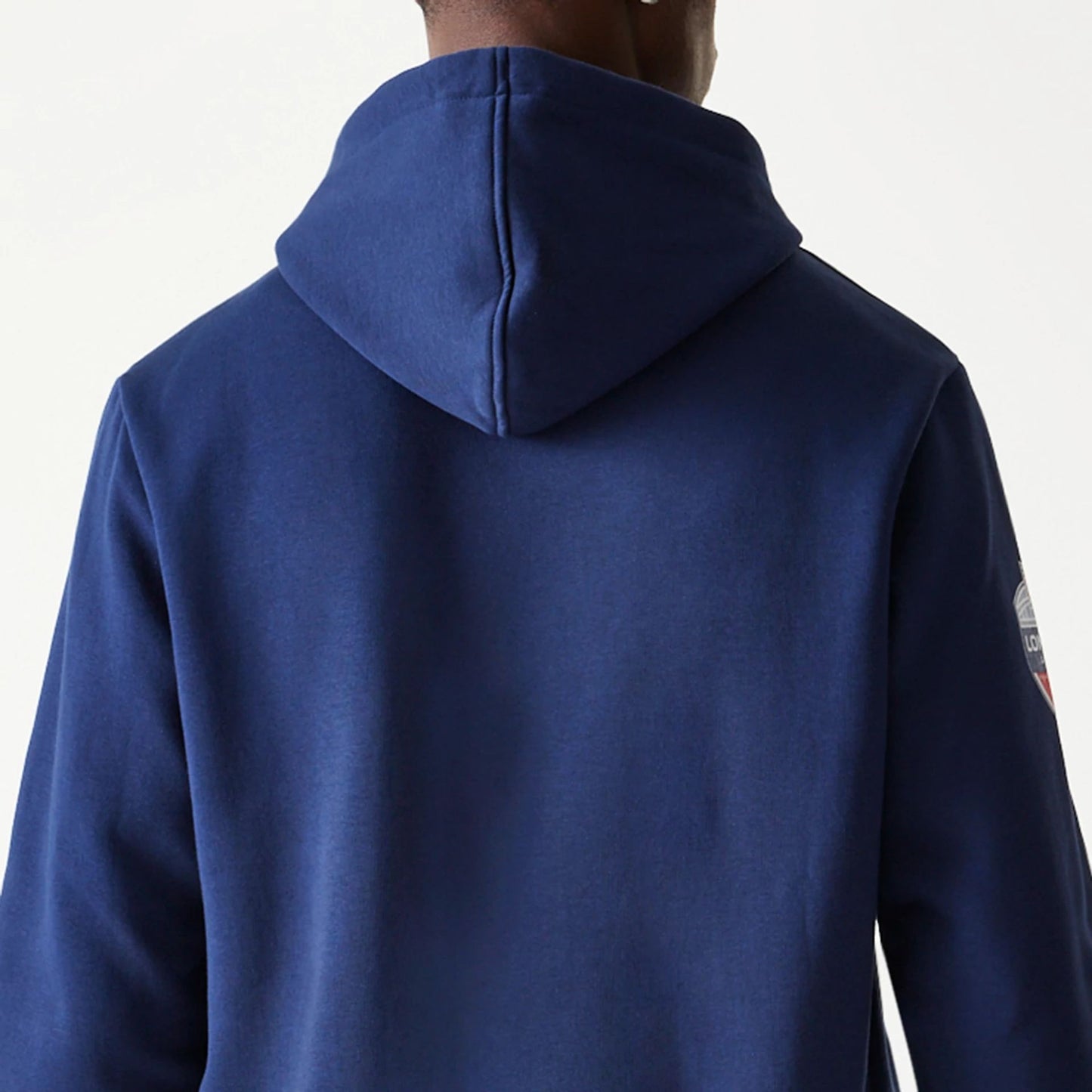 The Male model is wearing New England Patriots NFL Games Slogan Dark Blue Pullover Hoodie 6