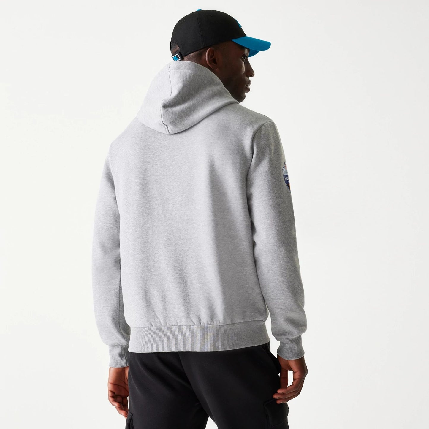 The Male model is wearing Carolina Panthers NFL Games Slogan Grey Pullover Hoodie 7