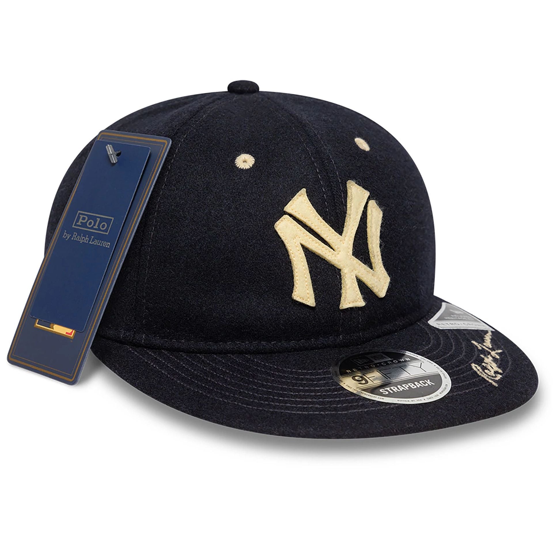 This is a Ralph Lauren x MLB New York Yankees Navy Retro Crown 9FIFTY Strapback Cap 1