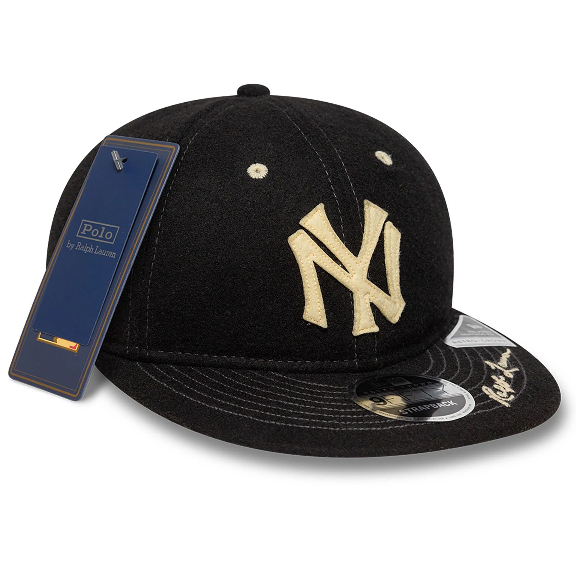 This is a Ralph Lauren x MLB New York Yankees Black Retro Crown 9FIFTY Snapback Adjustable Cap 1