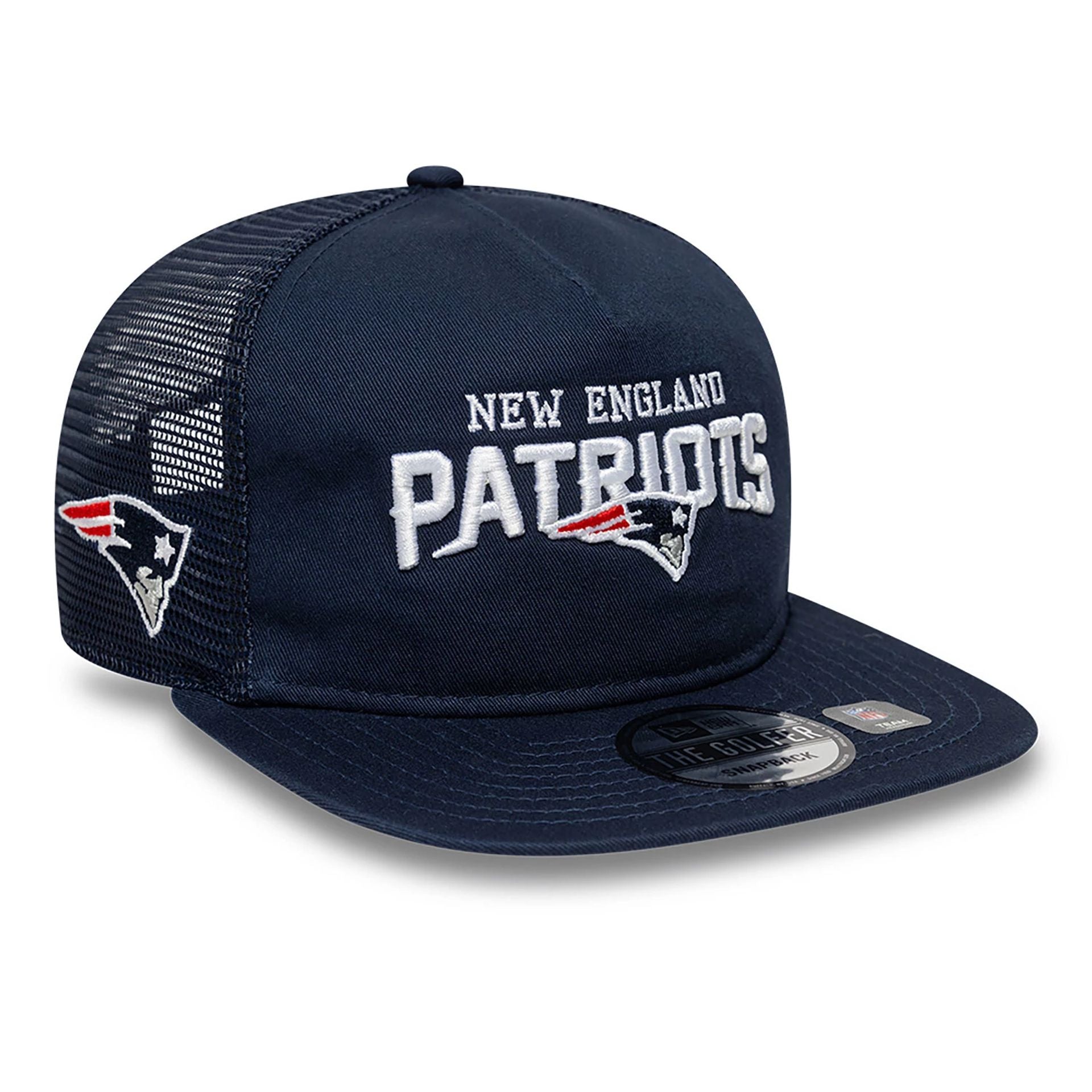 This is a New England Patriots NFL International Series Games 2024 Dark Blue Golfer Adjustable Cap 1