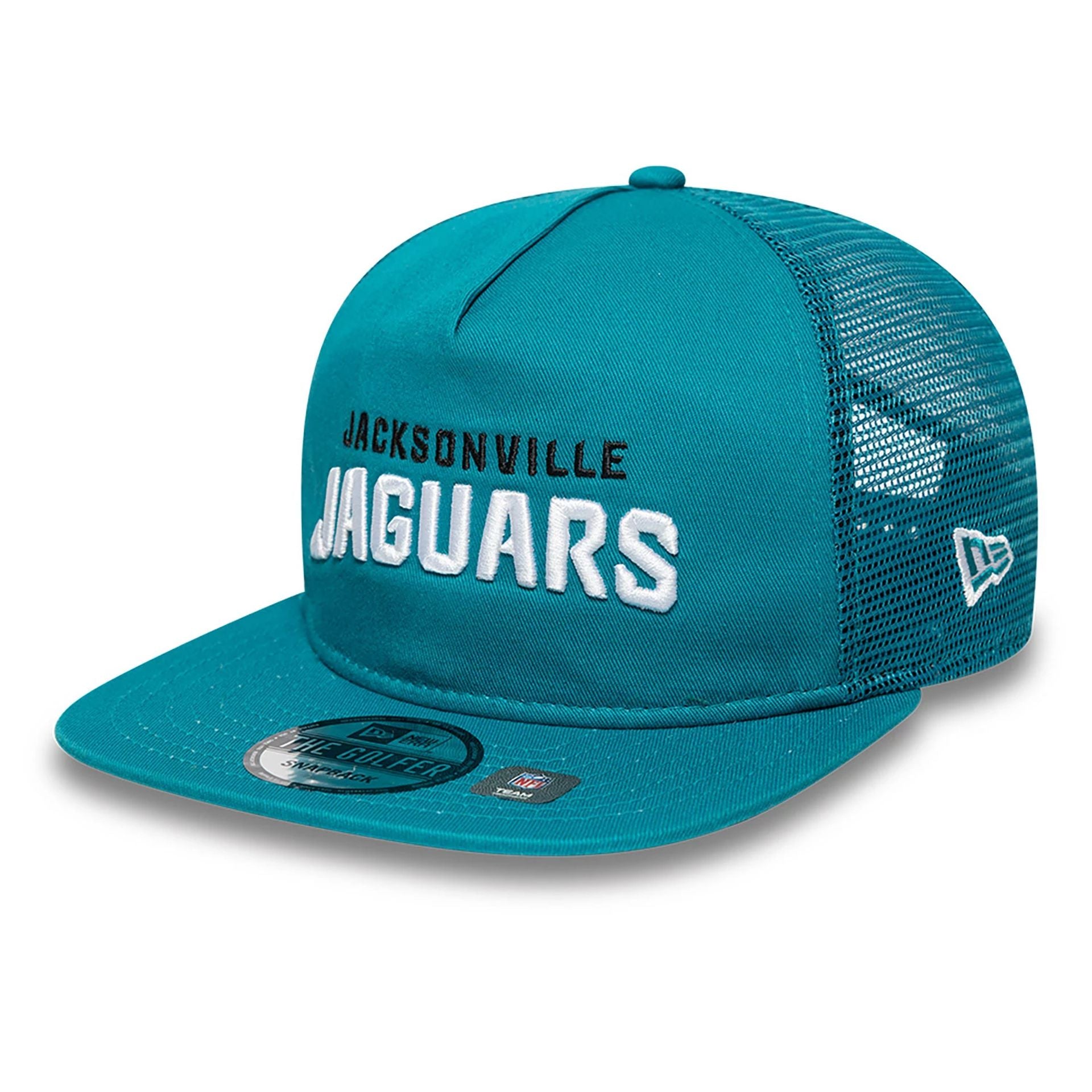 This is a Jacksonville Jaguars NFL International Series Games 2024 Turquoise Golfer Adjustable Cap 3