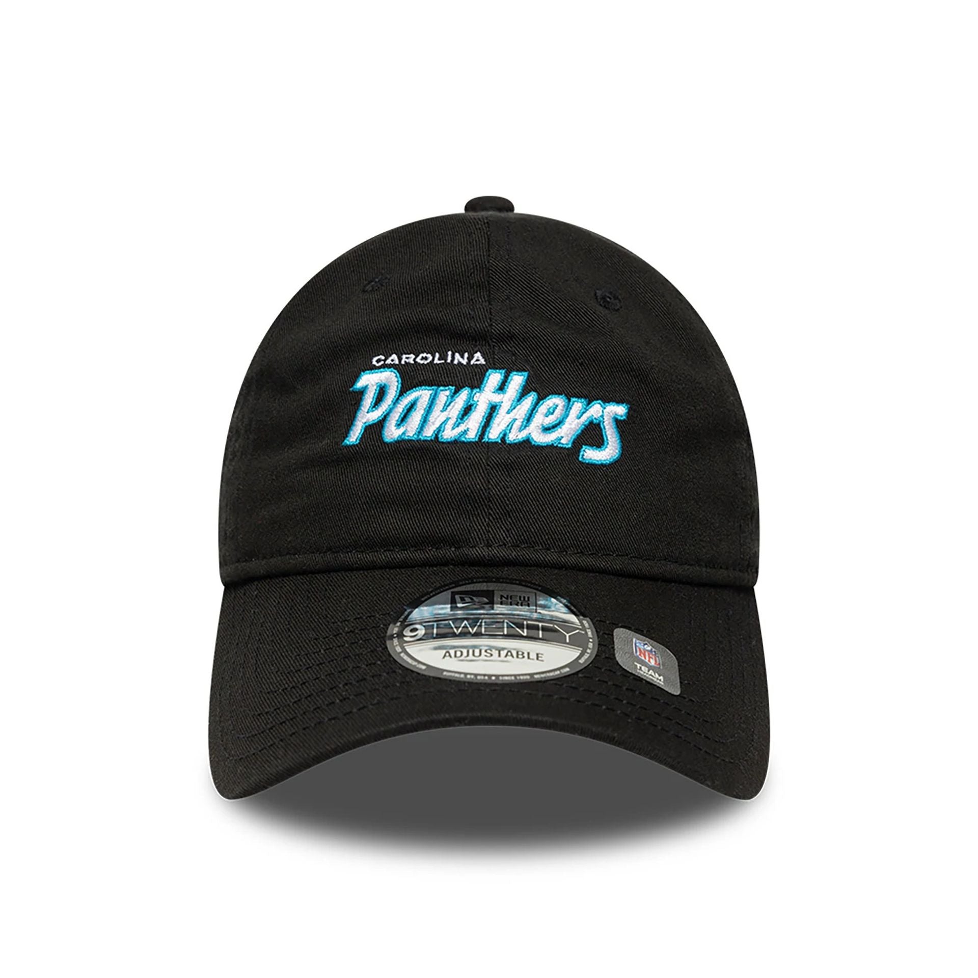 This is a Carolina Panthers NFL International Series Games 2024 Black 9TWENTY Adjustable Cap 2