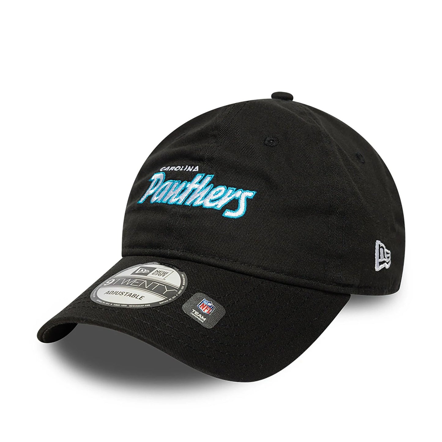 This is a Carolina Panthers NFL International Series Games 2024 Black 9TWENTY Adjustable Cap 3