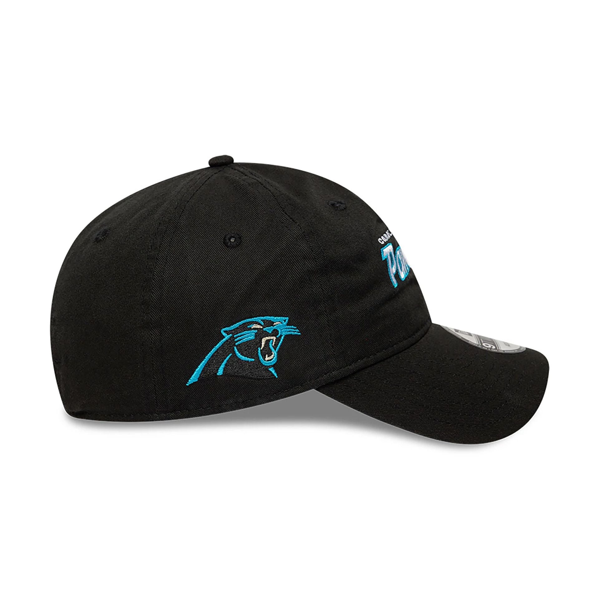 This is a Carolina Panthers NFL International Series Games 2024 Black 9TWENTY Adjustable Cap 6