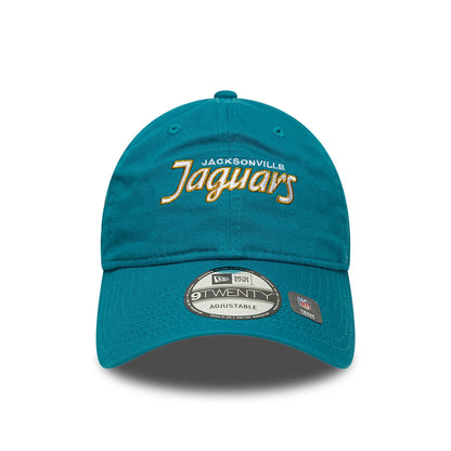 This is a Jacksonville Jaguars NFL International Series Games 2024 Turquoise 9TWENTY Adjustable Cap 2