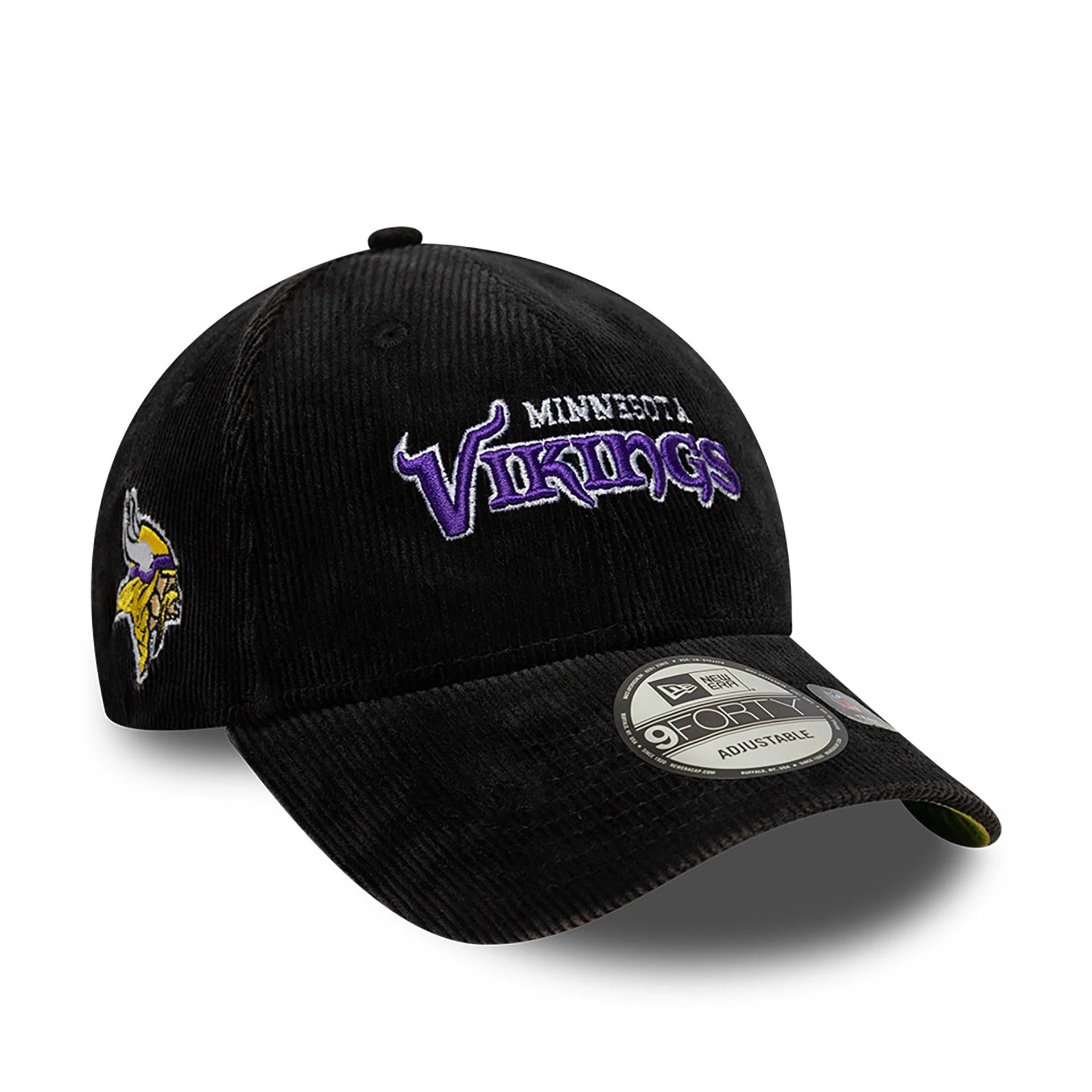 This is a Minnesota Vikings NFL International Series Games 2024 Black 9FORTY Adjustable Cap 1