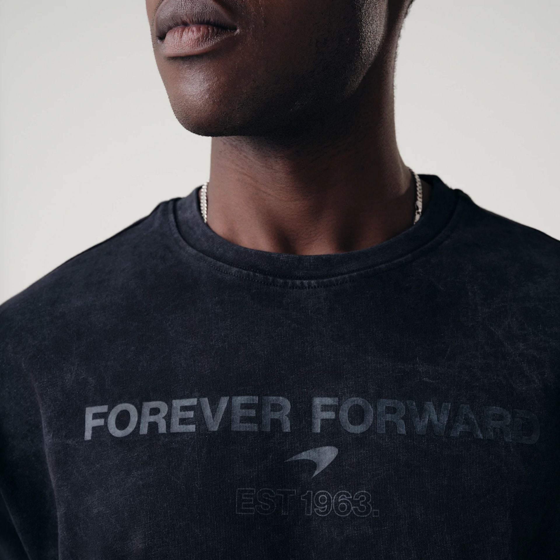 The Male model is wearing McLaren Racing Washed Pack Black Oversized T-Shirt 5