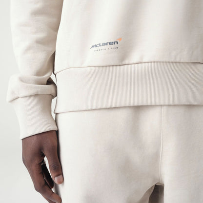 The Male model is wearing McLaren Racing Washed Pack Cream Oversized Hoodie 4