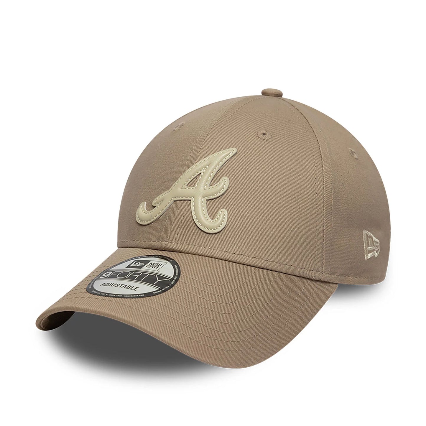 This is a Atlanta Braves Applique Logo Pastel Brown 9FIFTY A-Frame Adjustable Cap 1