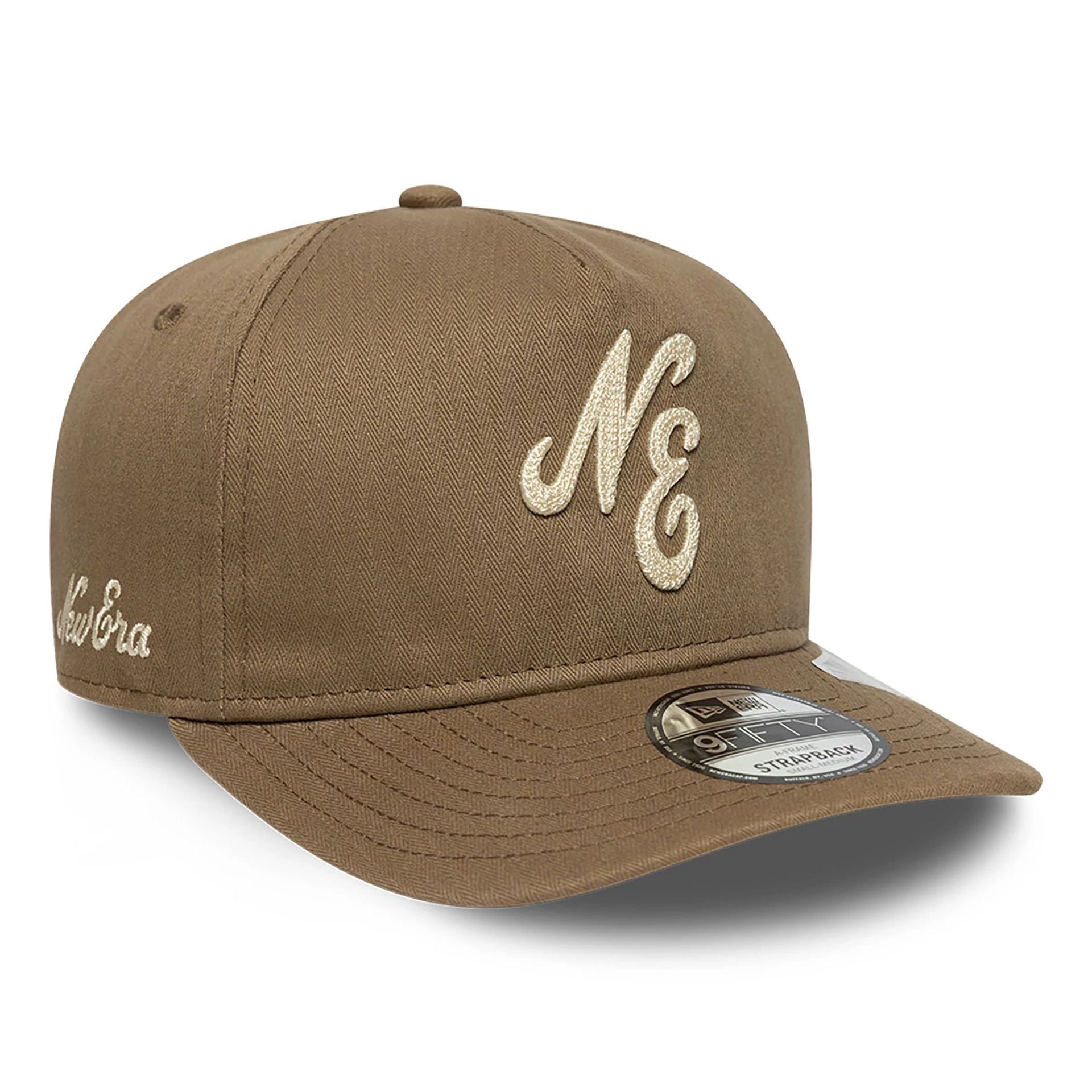 This is a New Era Tonal Cotton Pastel Brown 9FIFTY A-Frame Adjustable Cap 1