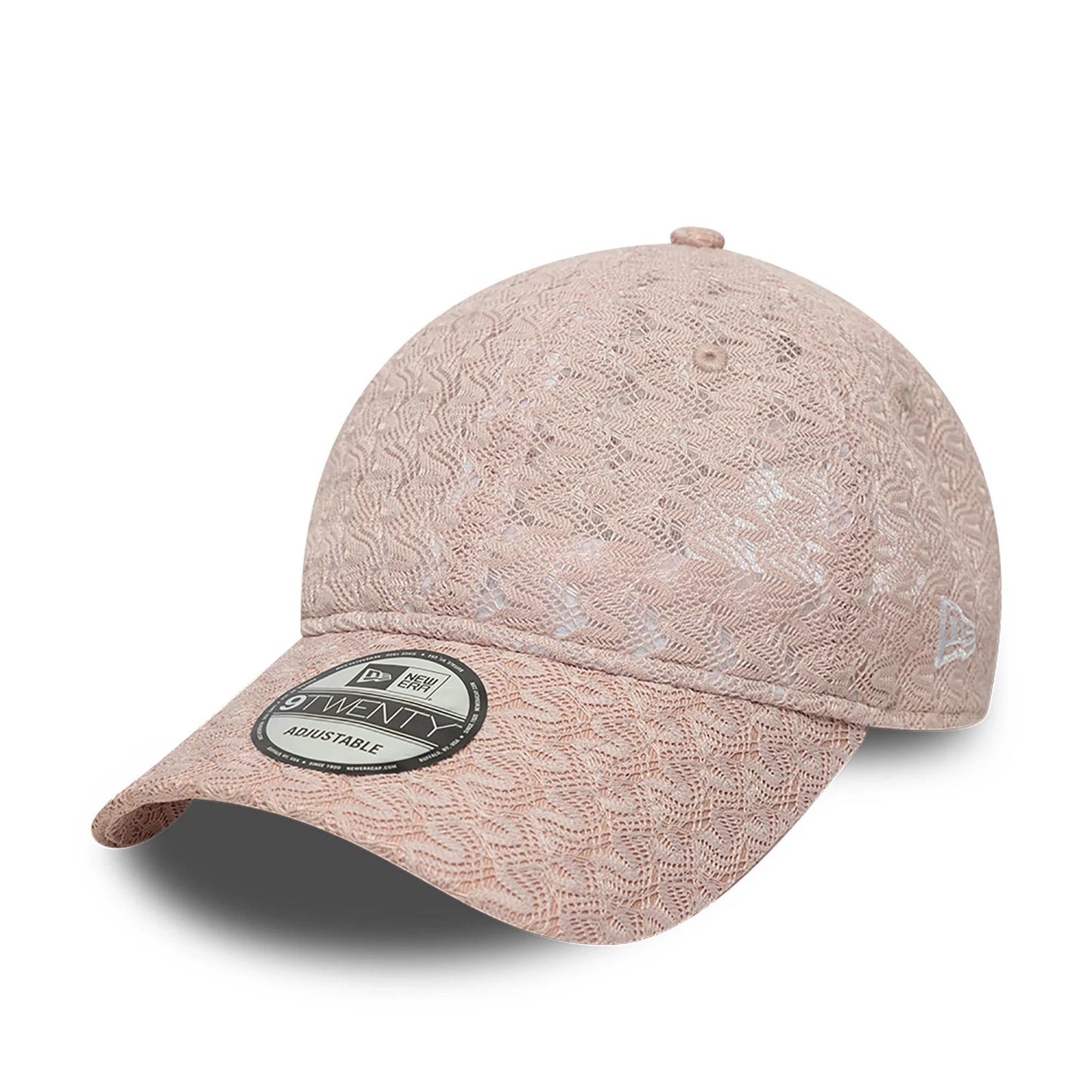 This is a New Era Lace Pastel Pink 9TWENTY Adjustable Cap 1