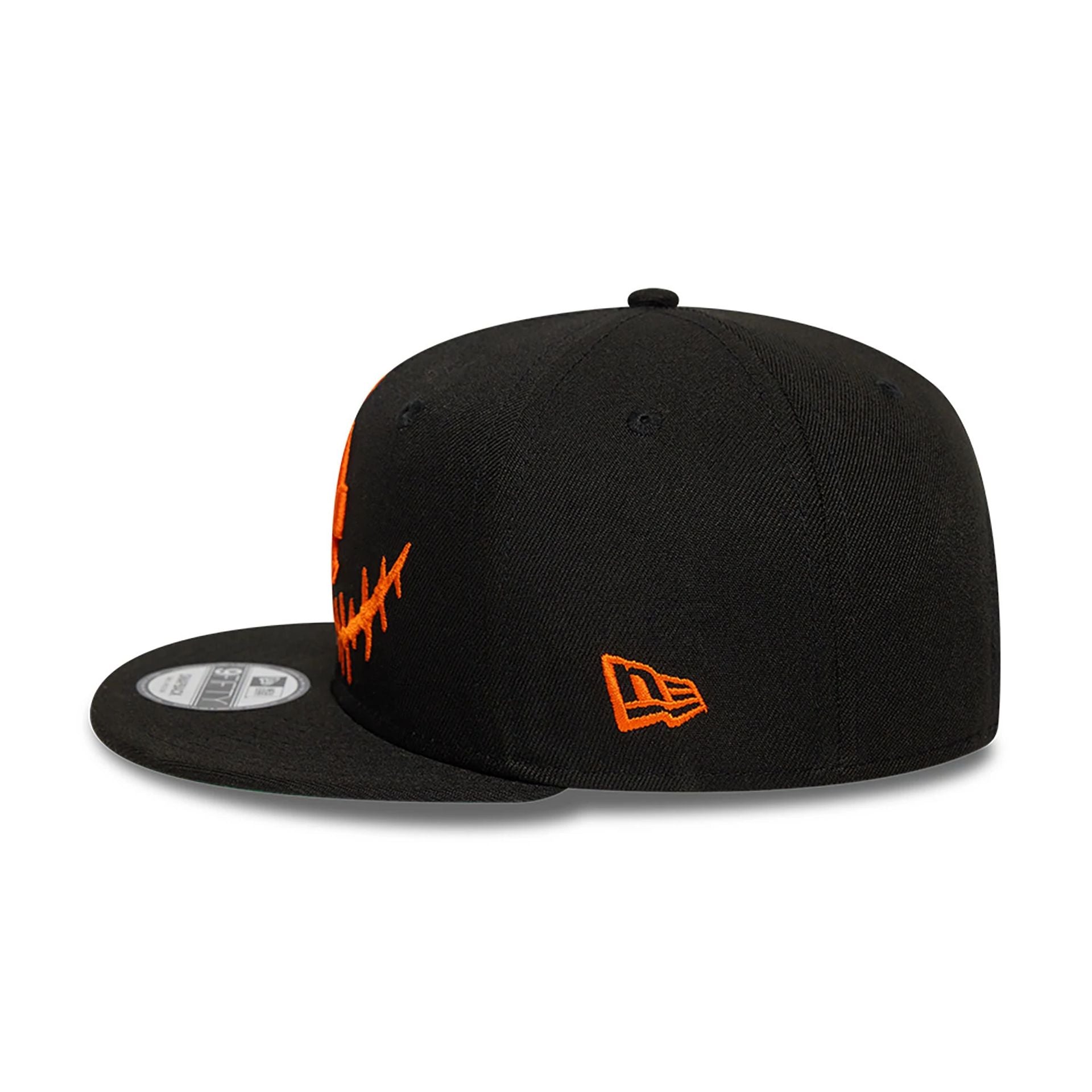 This is a LA Dodgers Pumpkin Black 9FIFTY Snapback Cap 7