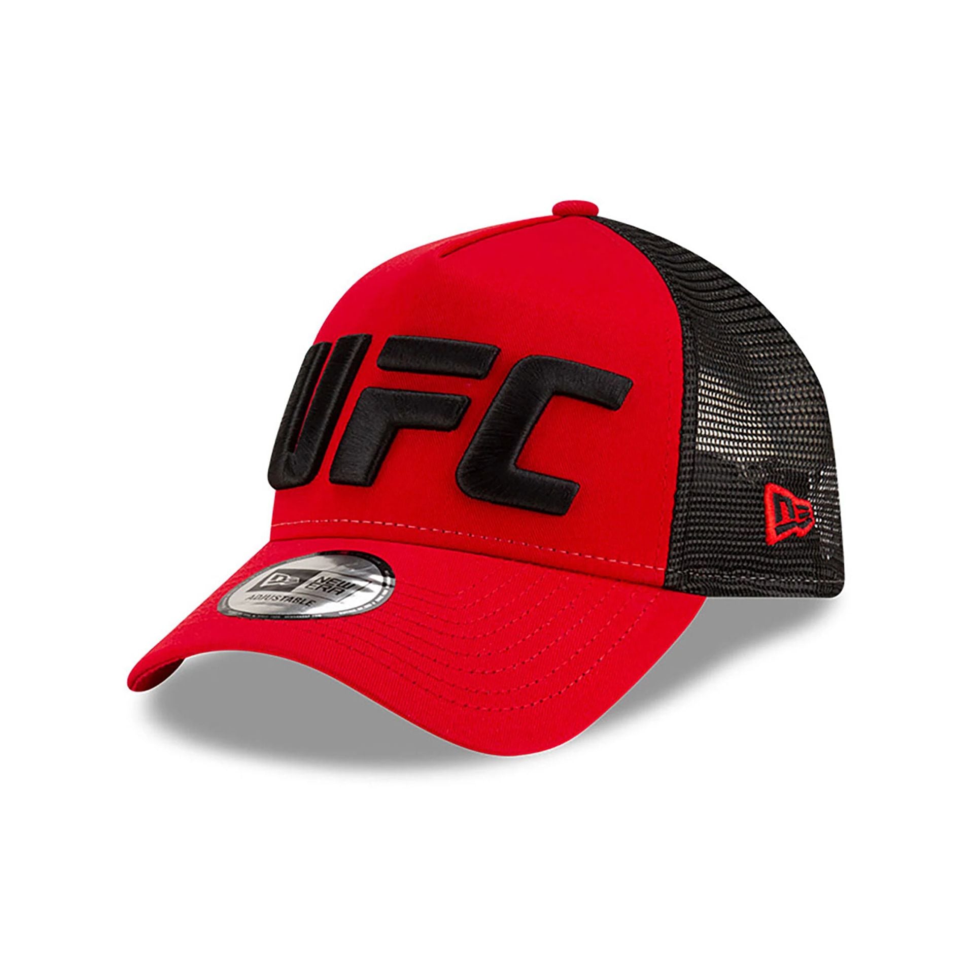 This is a Ultimate Fighting UFC MMA Red 9FORTY E-Frame Trucker Adjustable Cap 1