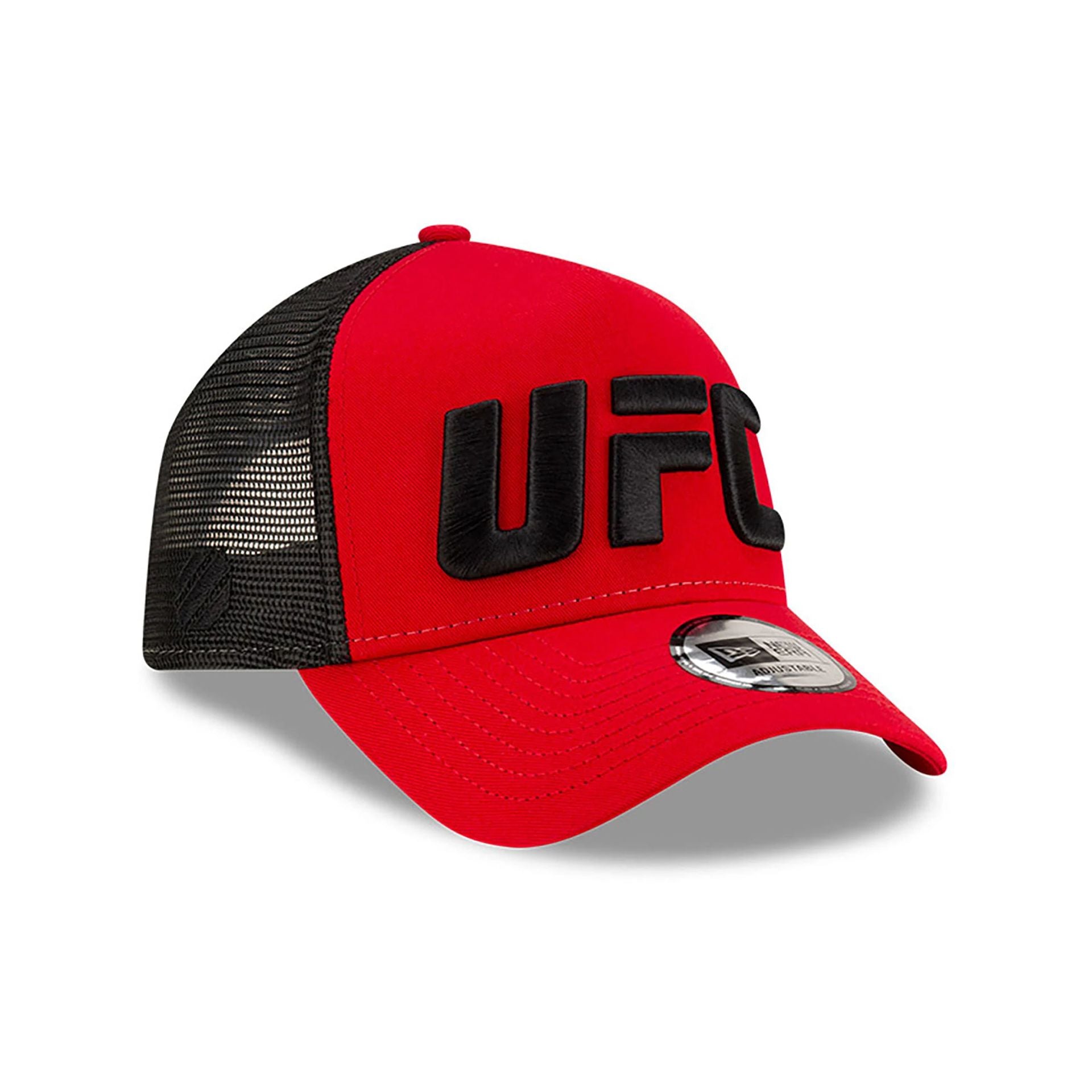 This is a Ultimate Fighting UFC MMA Red 9FORTY E-Frame Trucker Adjustable Cap 3