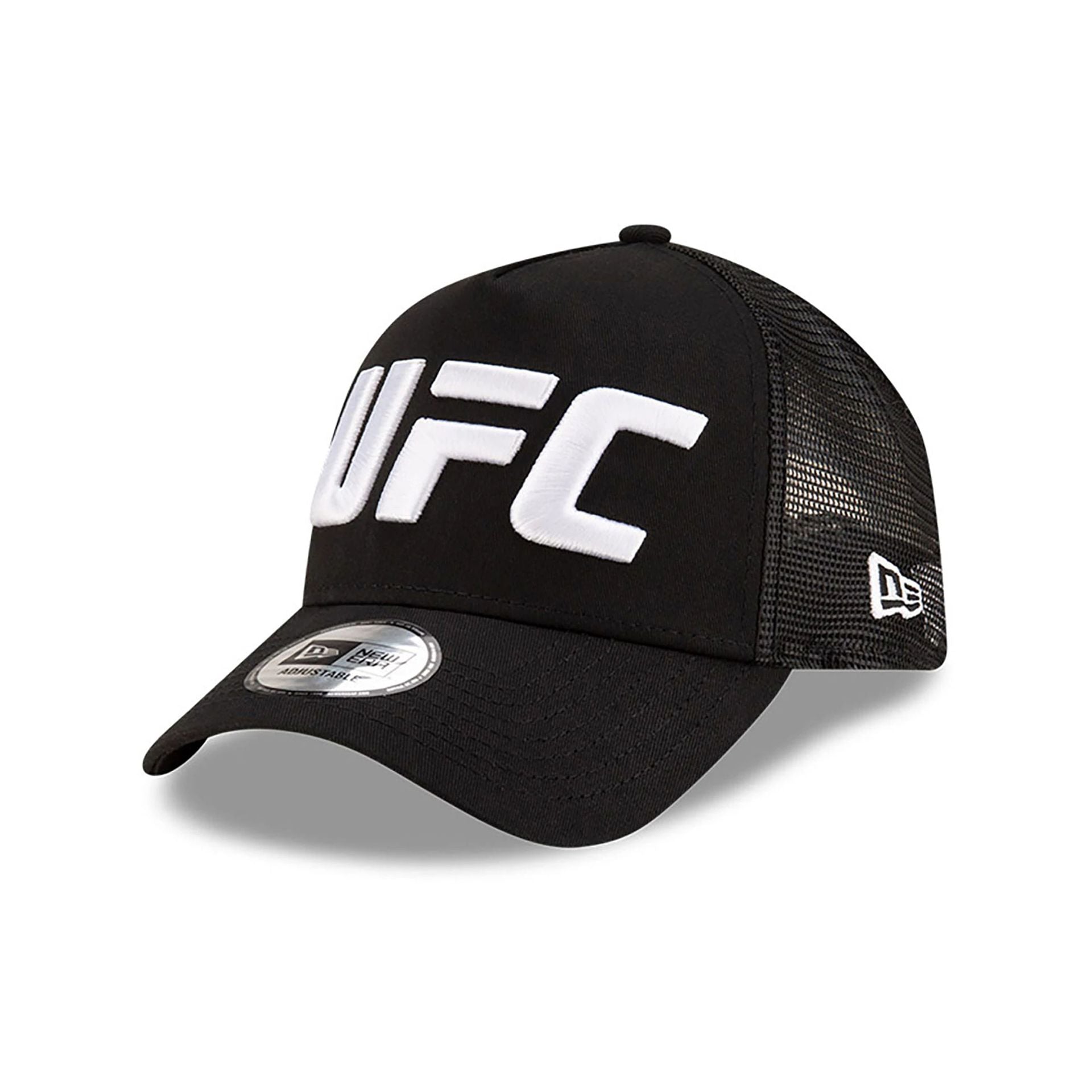 This is a UFC Ultimate Fighting UFC MMA Black 9FORTY E-Frame Trucker Adjustable Cap 1