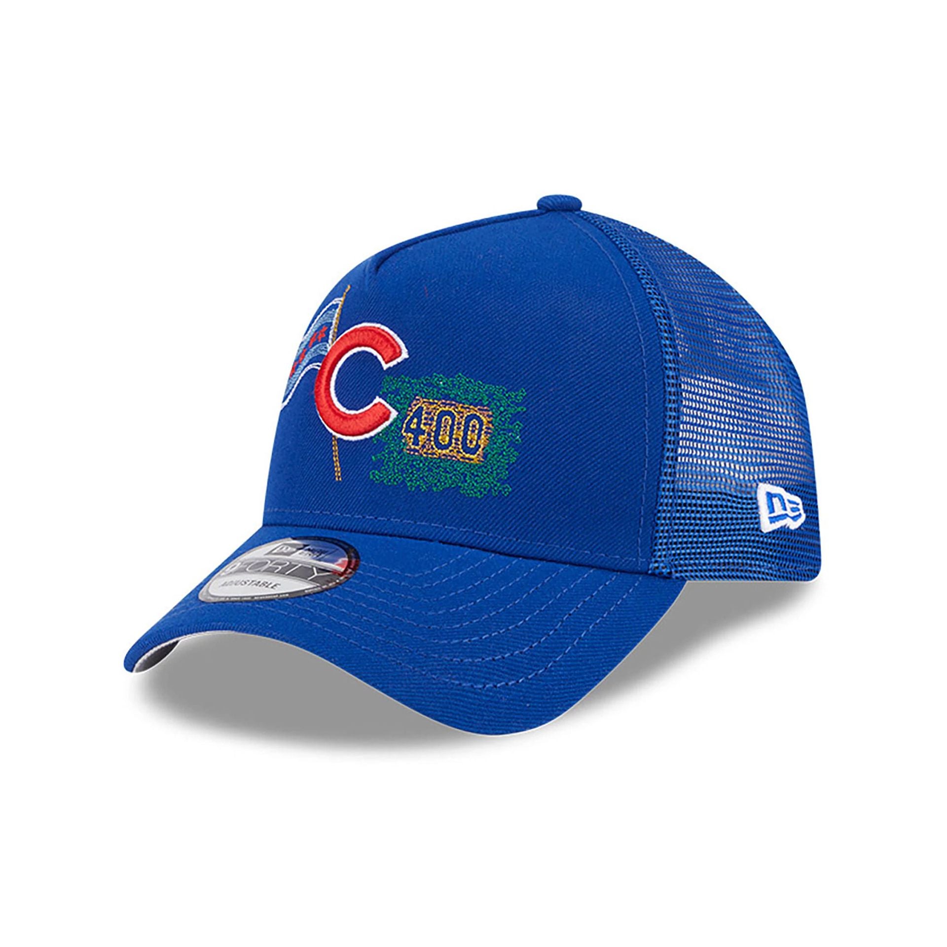 This is a Chicago Cubs State Stitch Blue 9FORTY A-Frame Adjustable Cap 1