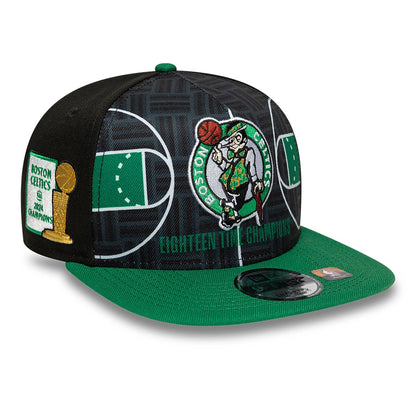 This is a Boston Celtics 18X Champions Black 9FIFTY A-Frame Adjustable Cap 1